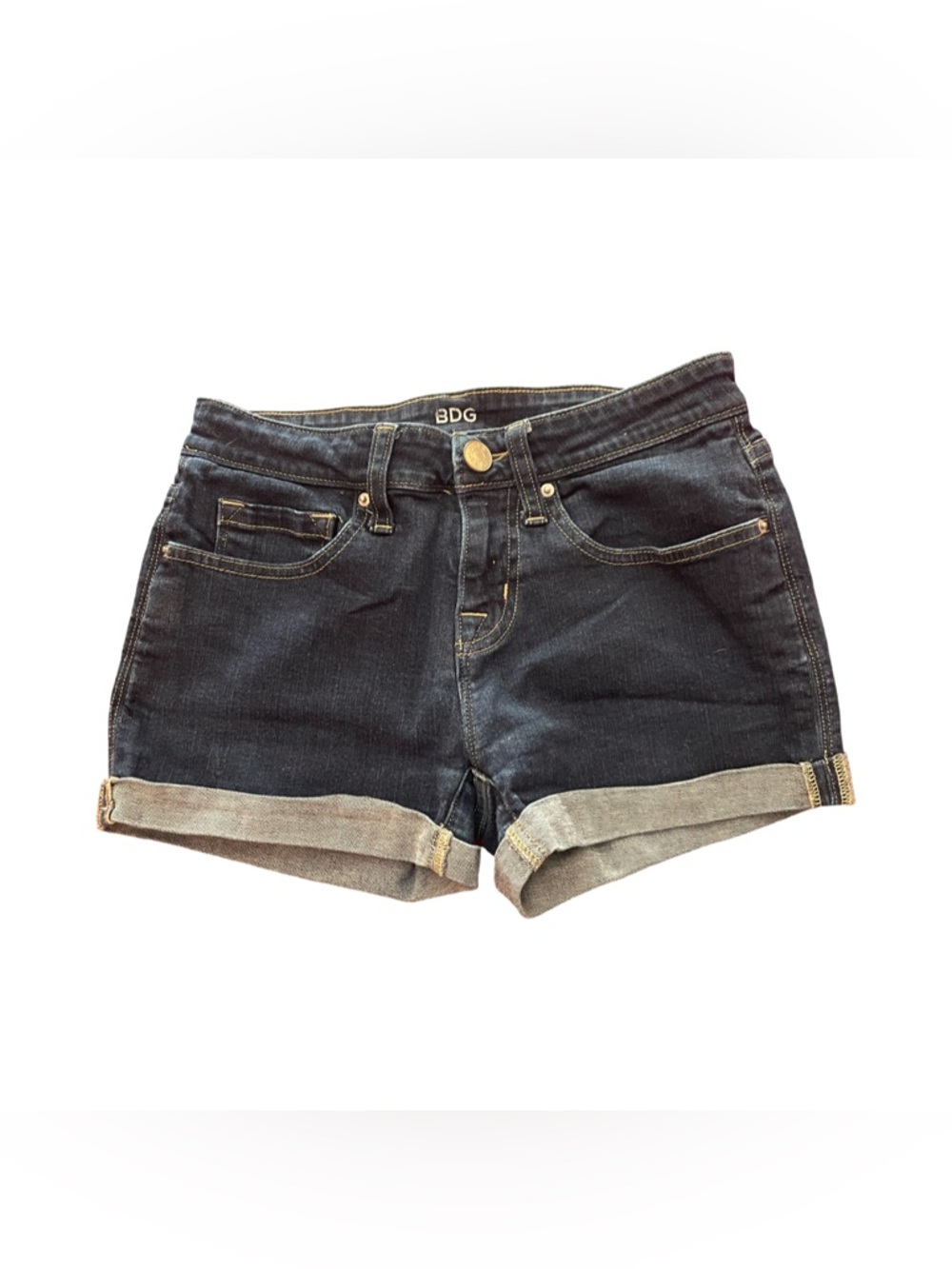 BDG Dark Roll-Cuff Denim Shorts